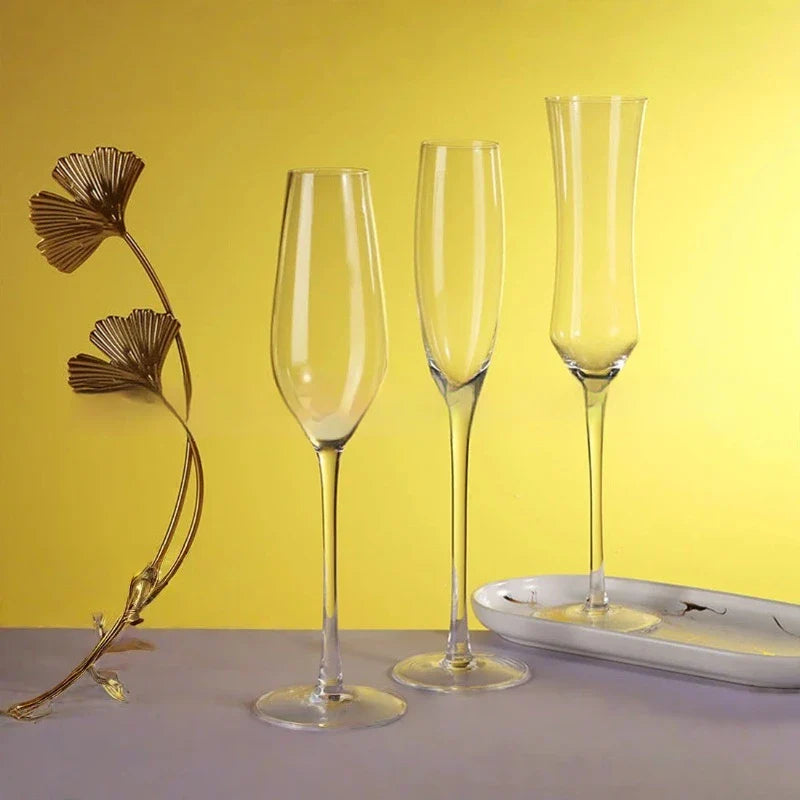 Crystal Champagne Flutes Long Stem Glasses by Lujing