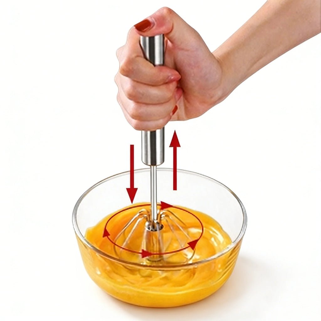 4-Speed Manual Handheld Blender - 304 Stainless Steel Egg Beater