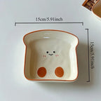 Cute Toast-Shaped Ceramic Plate for Afternoon Tea and Snacks