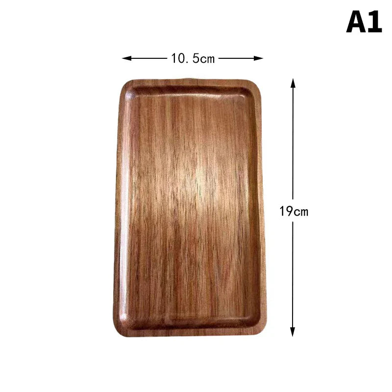 Wooden Snack Tray Round Rectangle Serving Plate