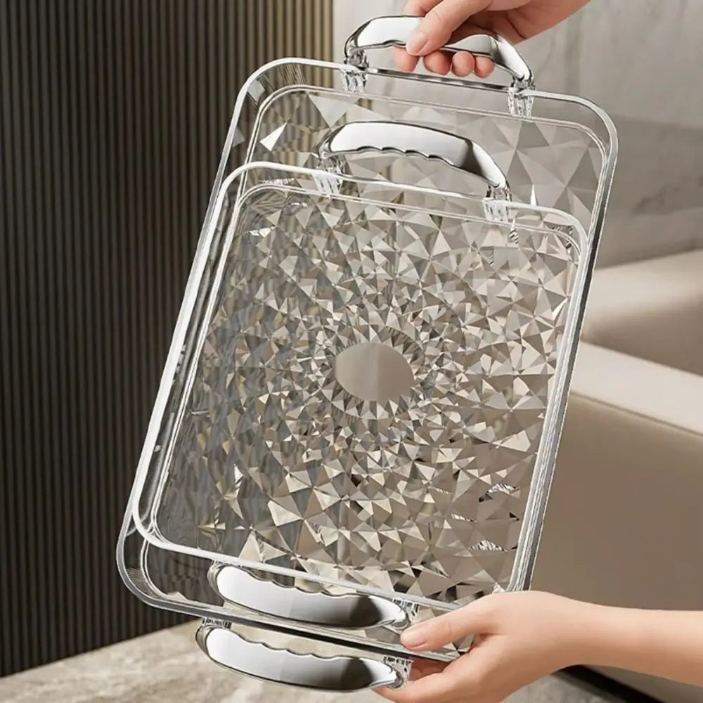 Storage Tray Clear Plastic Double Handle Large Capacity