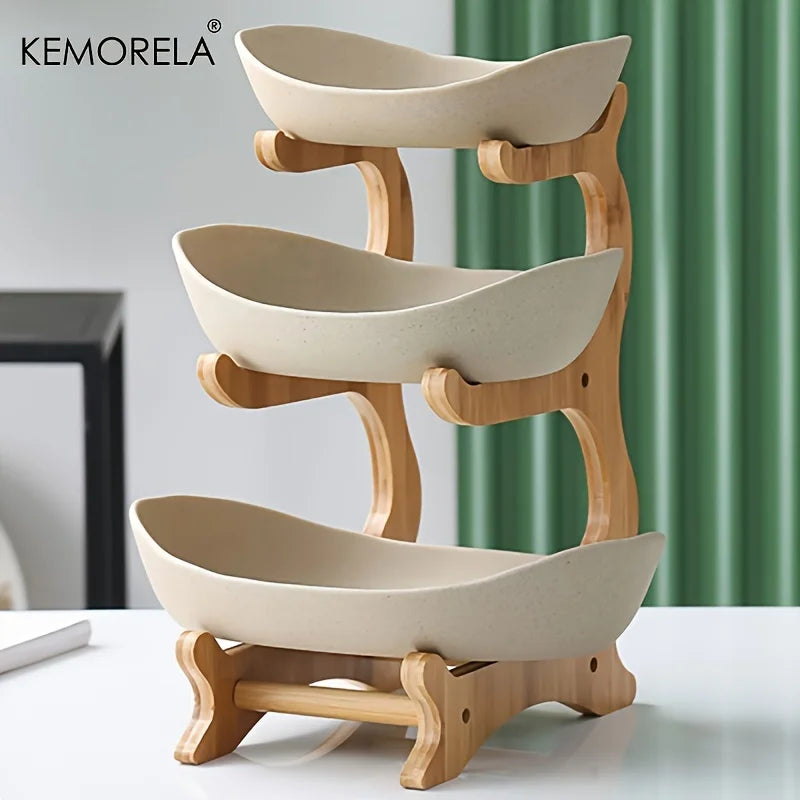 Fruit Plate 2/3 Layer Wooden Snack Dish for Home Use
