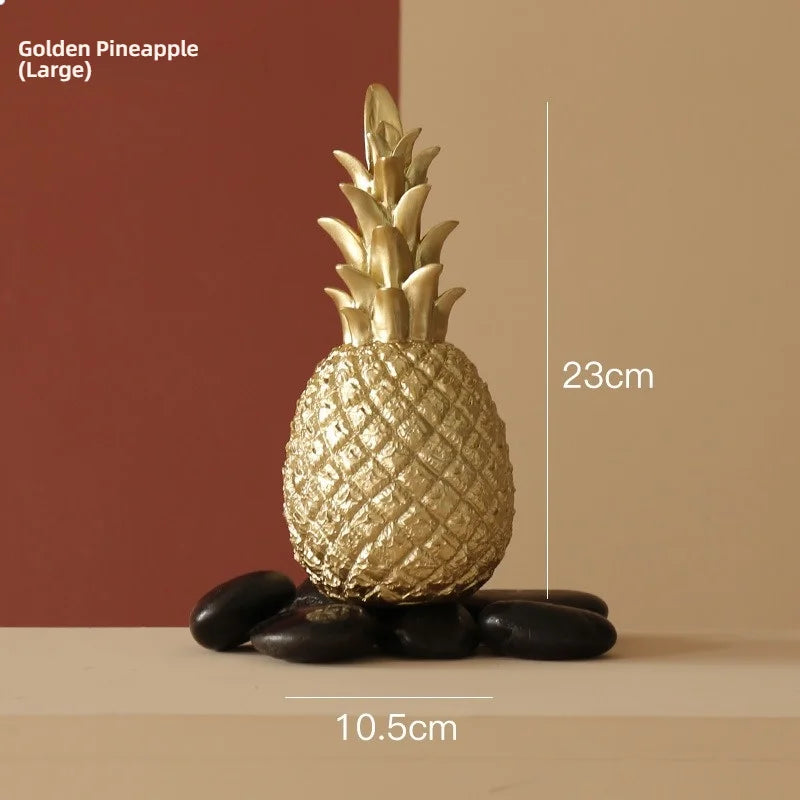 Pineapple Sculpture - Nordic Gold Resin Decor for Living Room