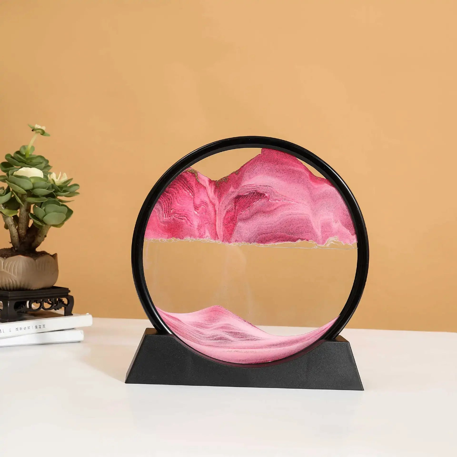 3D Moving Sand Art Round Glass Deep Sea Liquid Hourglass