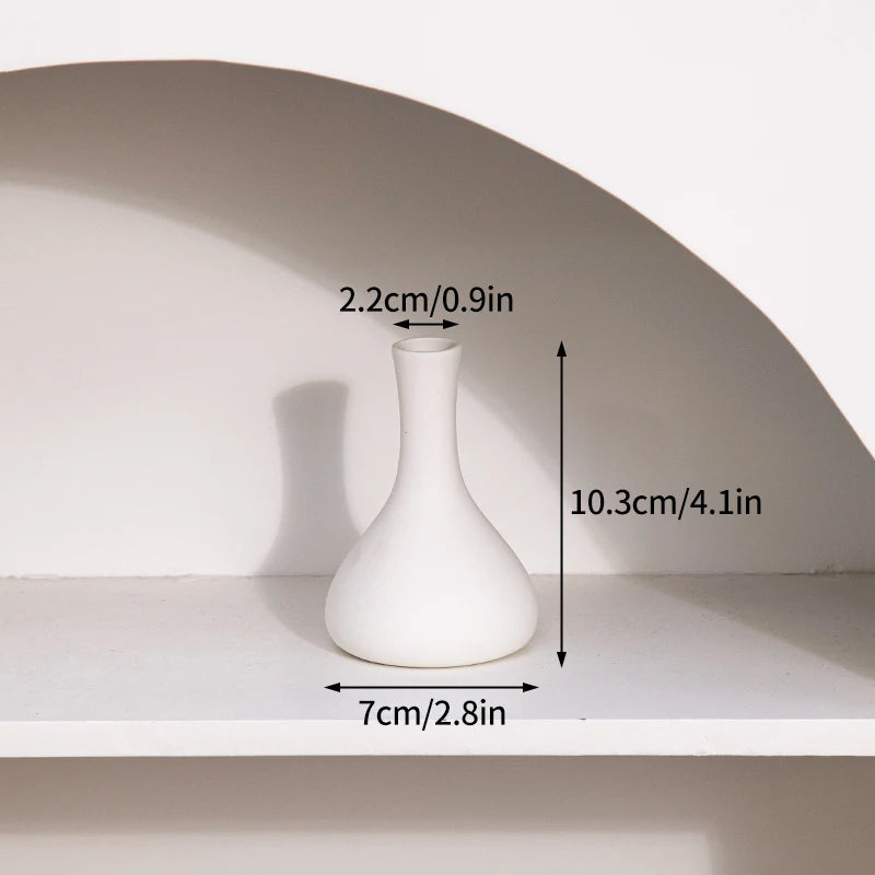 White Ceramic Bud Vase Decorative Nordic Home Decor