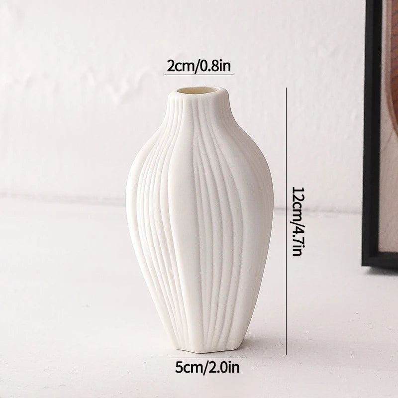 White Ceramic Bud Vase Decorative Nordic Home Decor