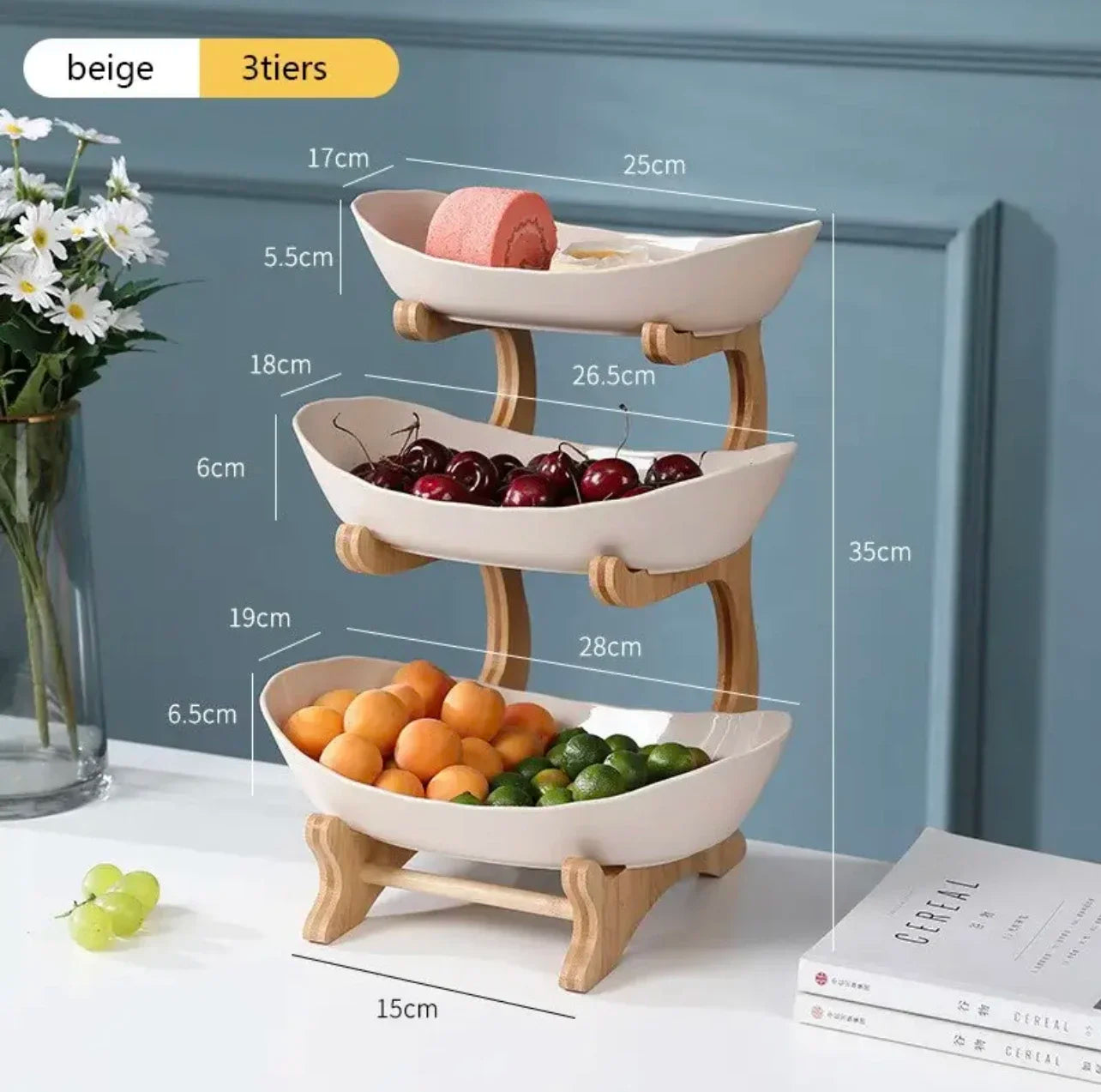 Fruit Plate 2/3 Layer Wooden Snack Dish for Home Use