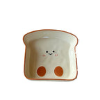 Cute Toast-Shaped Ceramic Plate for Afternoon Tea and Snacks