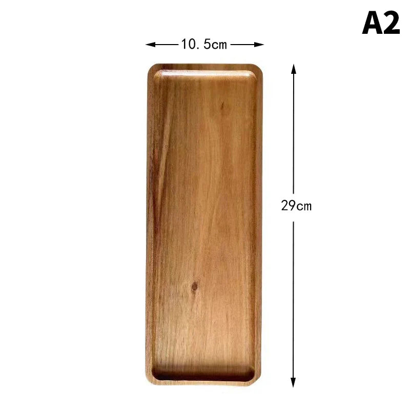 Wooden Snack Tray Round Rectangle Serving Plate