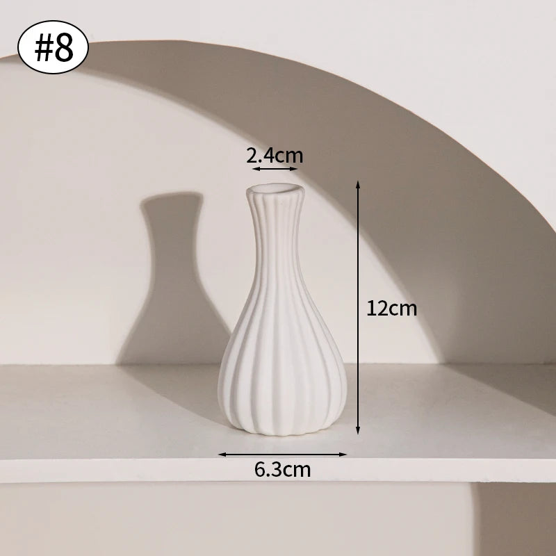 White Ceramic Bud Vase Decorative Nordic Home Decor