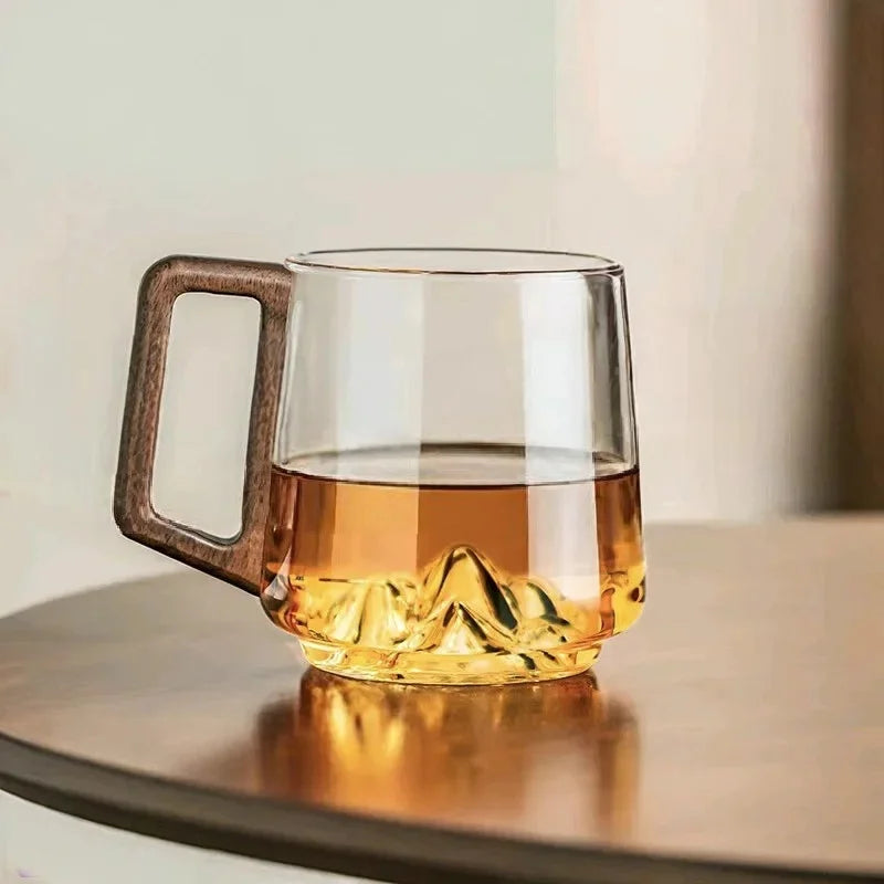 3D Mountain Whiskey Glass with Wooden Gift Box
