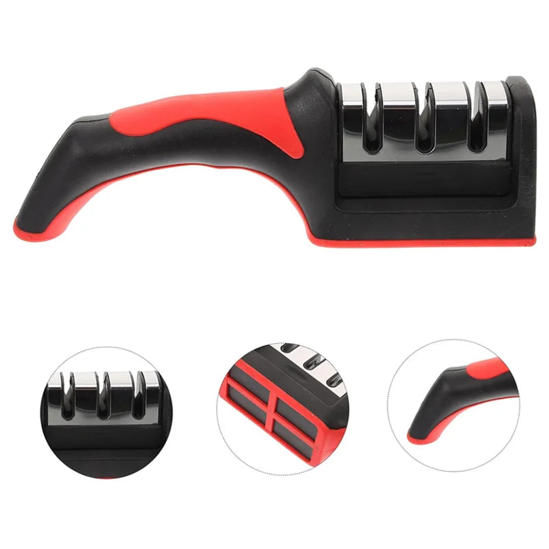 Knife Sharpener Multi-Functional Carbon Steel 3-Stage Tool