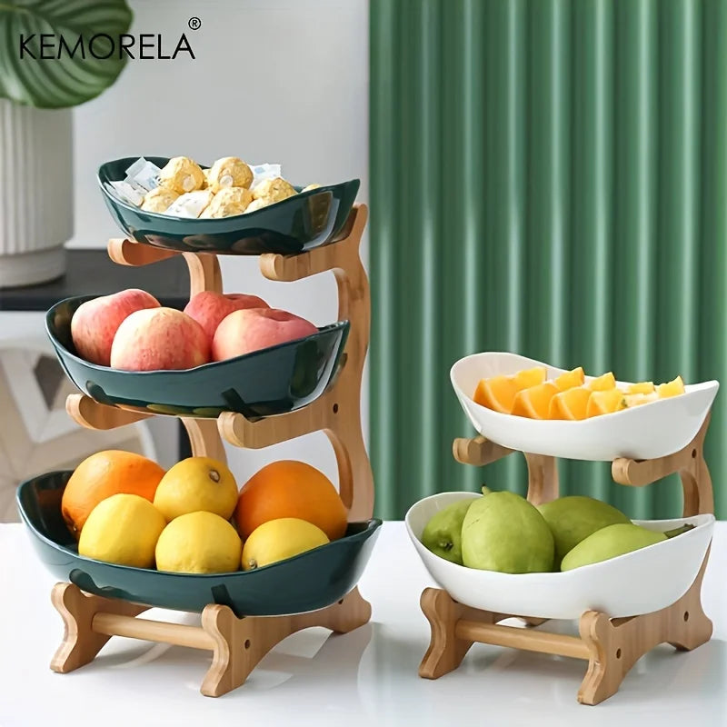 Fruit Plate 2/3 Layer Wooden Snack Dish for Home Use