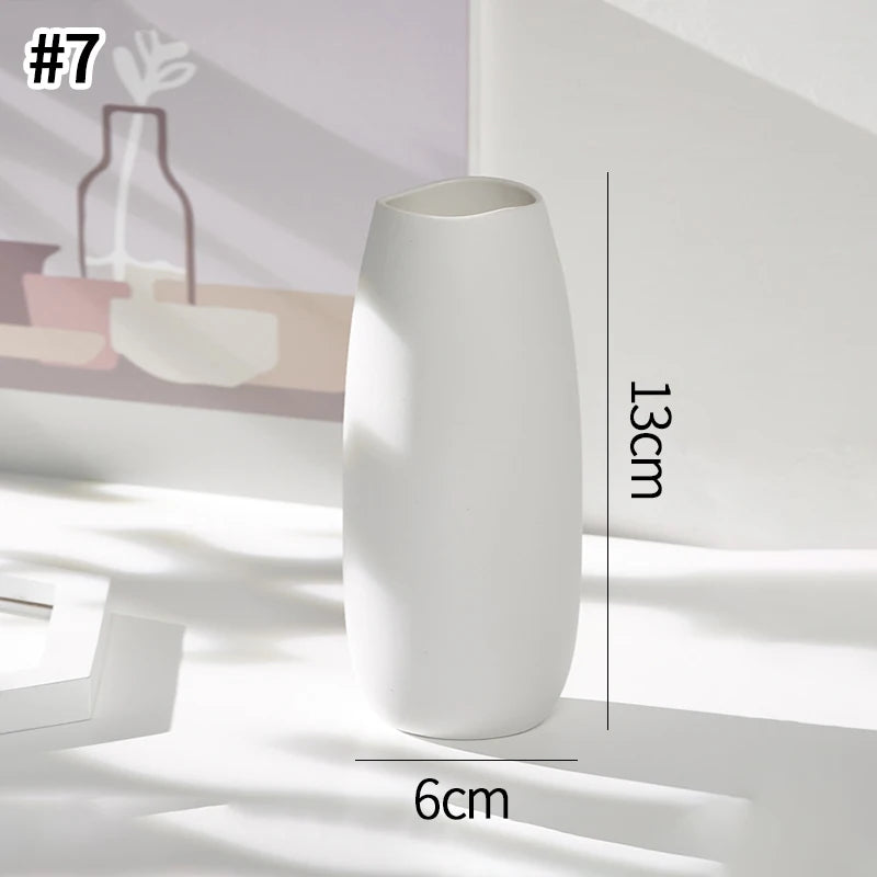 White Ceramic Bud Vase Decorative Nordic Home Decor