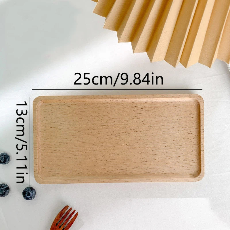 Wooden Round Dessert Plate Tray for Coffee and Tea