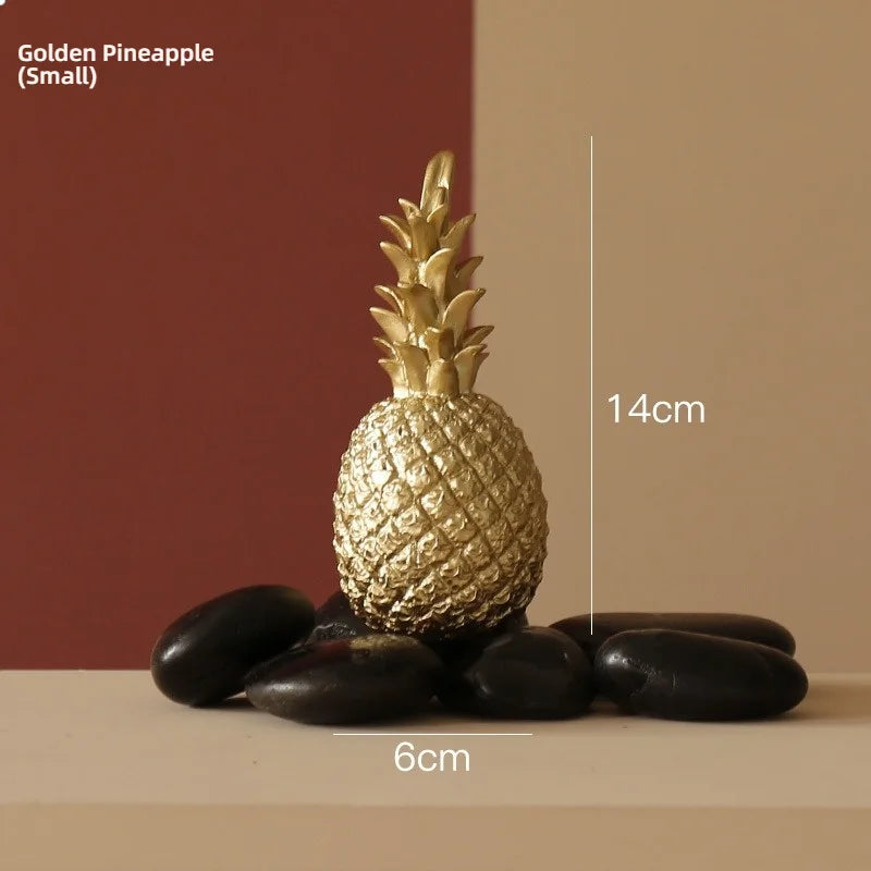 Pineapple Sculpture - Nordic Gold Resin Decor for Living Room