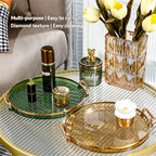Transparent Rotating Tray with Handle for Cosmetics and Snacks