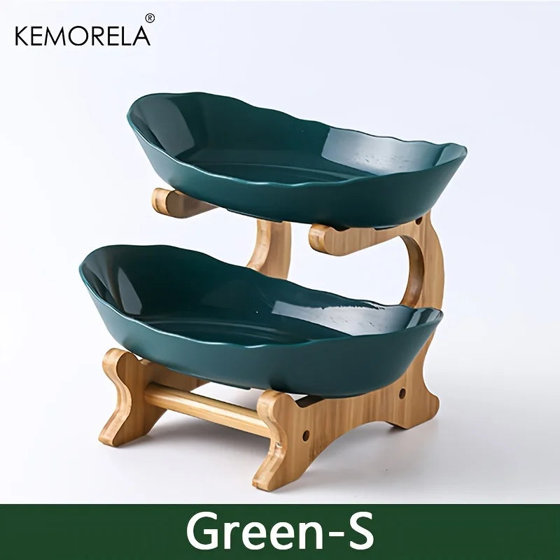 Fruit Plate 2/3 Layer Wooden Snack Dish for Home Use
