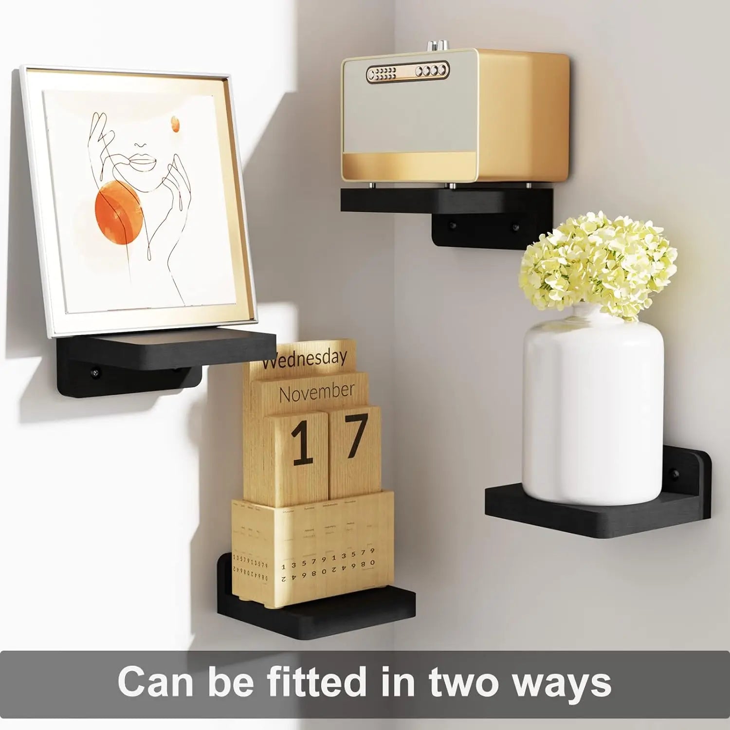 Wood Floating Shelves 5 Inch Display Ledges 4-Pack
