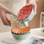 Bohemian Ceramic Bowl Set 4-Piece Dishwasher Safe