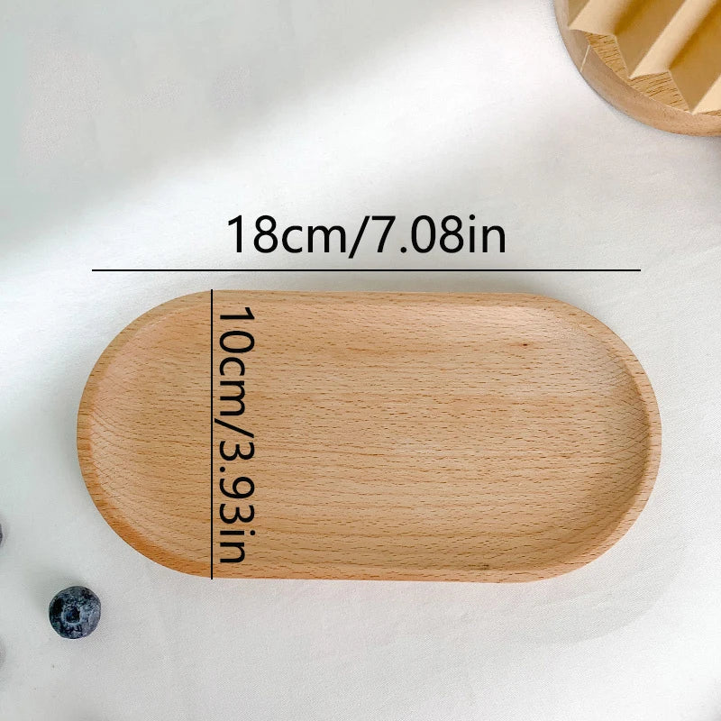 Wooden Round Dessert Plate Tray for Coffee and Tea