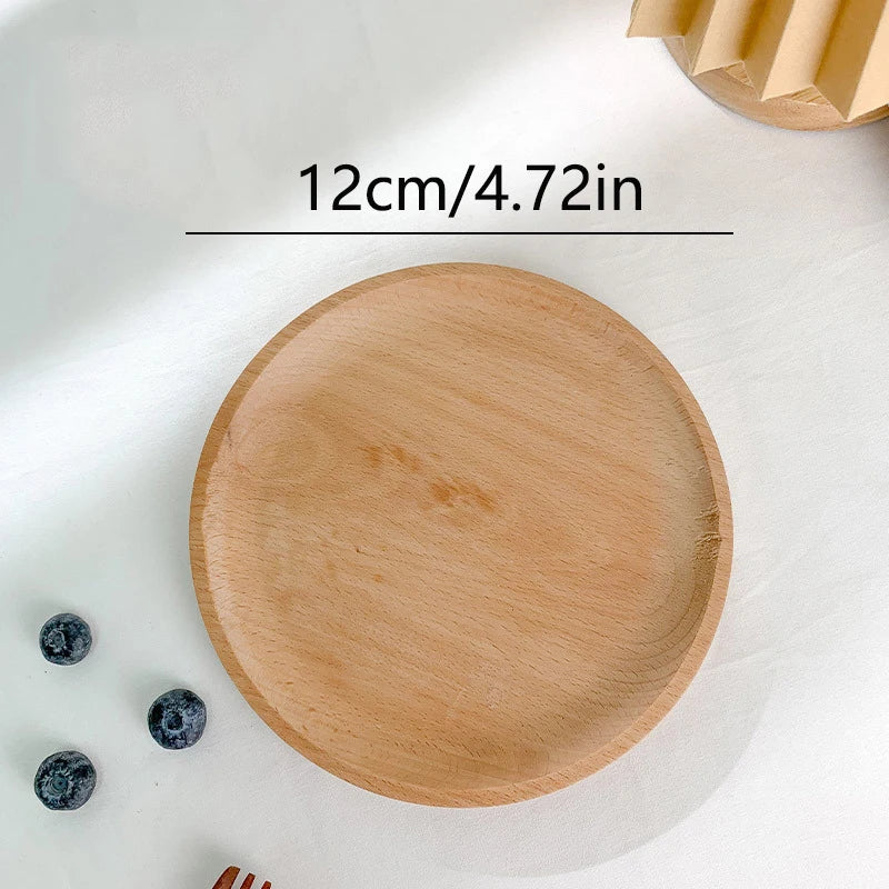 Wooden Round Dessert Plate Tray for Coffee and Tea