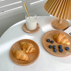 Wooden Round Dessert Plate Tray for Coffee and Tea