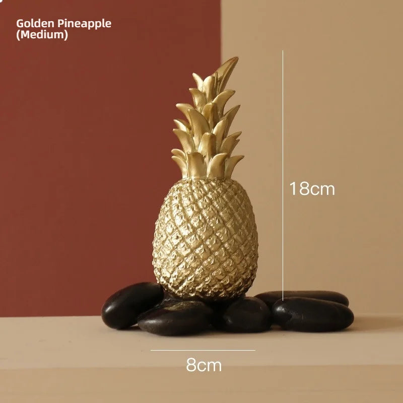 Pineapple Sculpture - Nordic Gold Resin Decor for Living Room