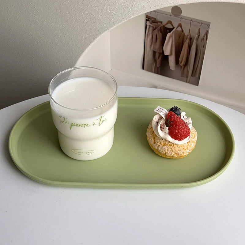 PP Oval Tray Plastic Dessert Utensil Storage Plate