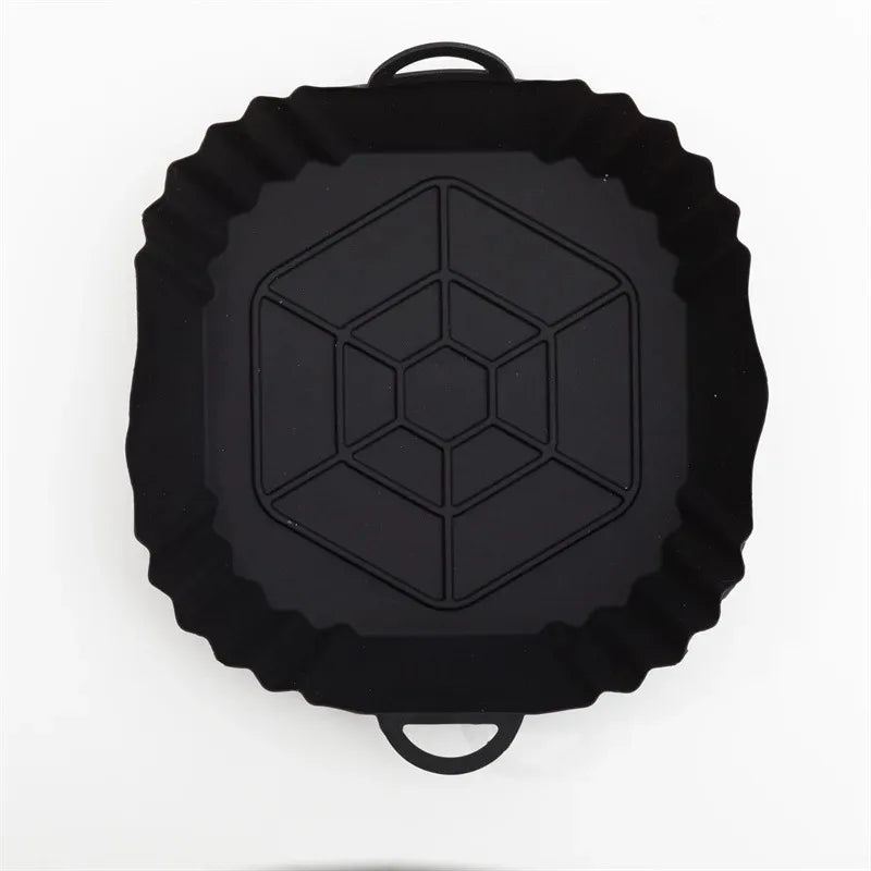 Silicone Air Fryer Pot Tray with Handle, Square Baking Pan