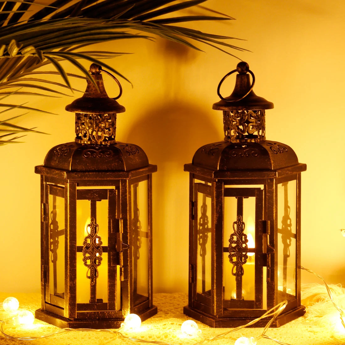 Black Iron Nordic Candle Holder Lanterns for Home Decor