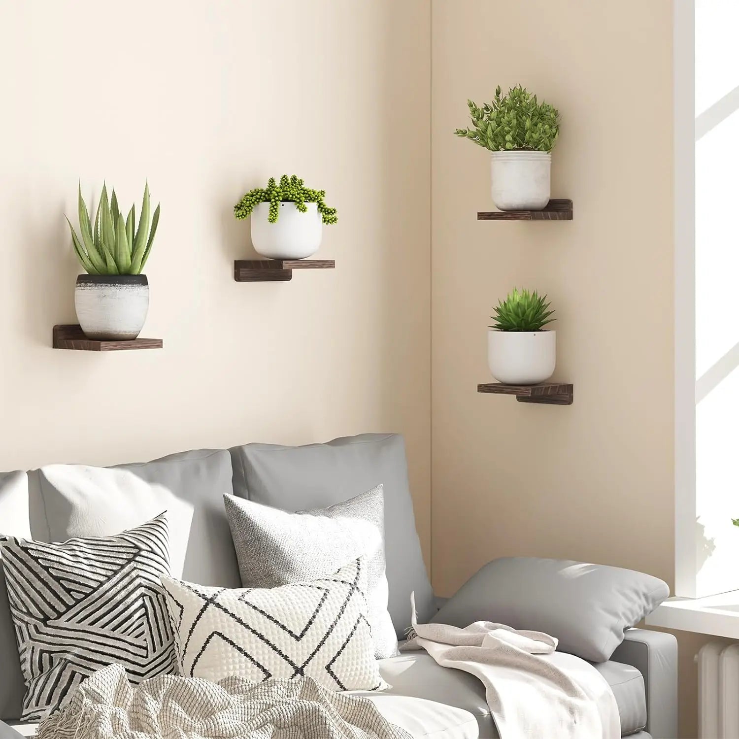Wood Floating Shelves 5 Inch Display Ledges 4-Pack
