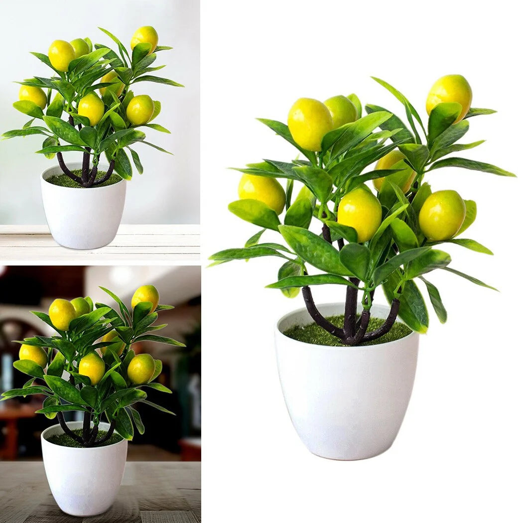Artificial Lemon Tree 18CM Plastic Potted Plant Decoration