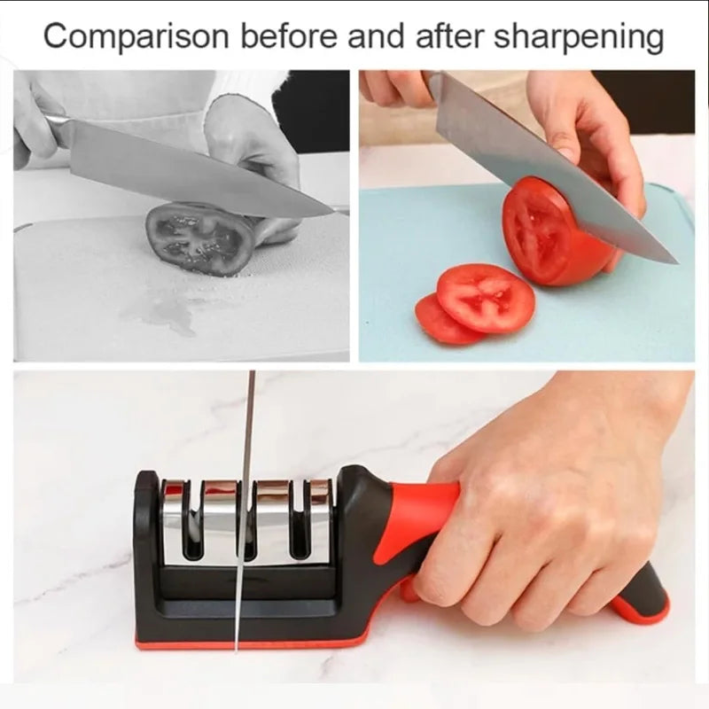 Knife Sharpener Multi-Functional Carbon Steel 3-Stage Tool