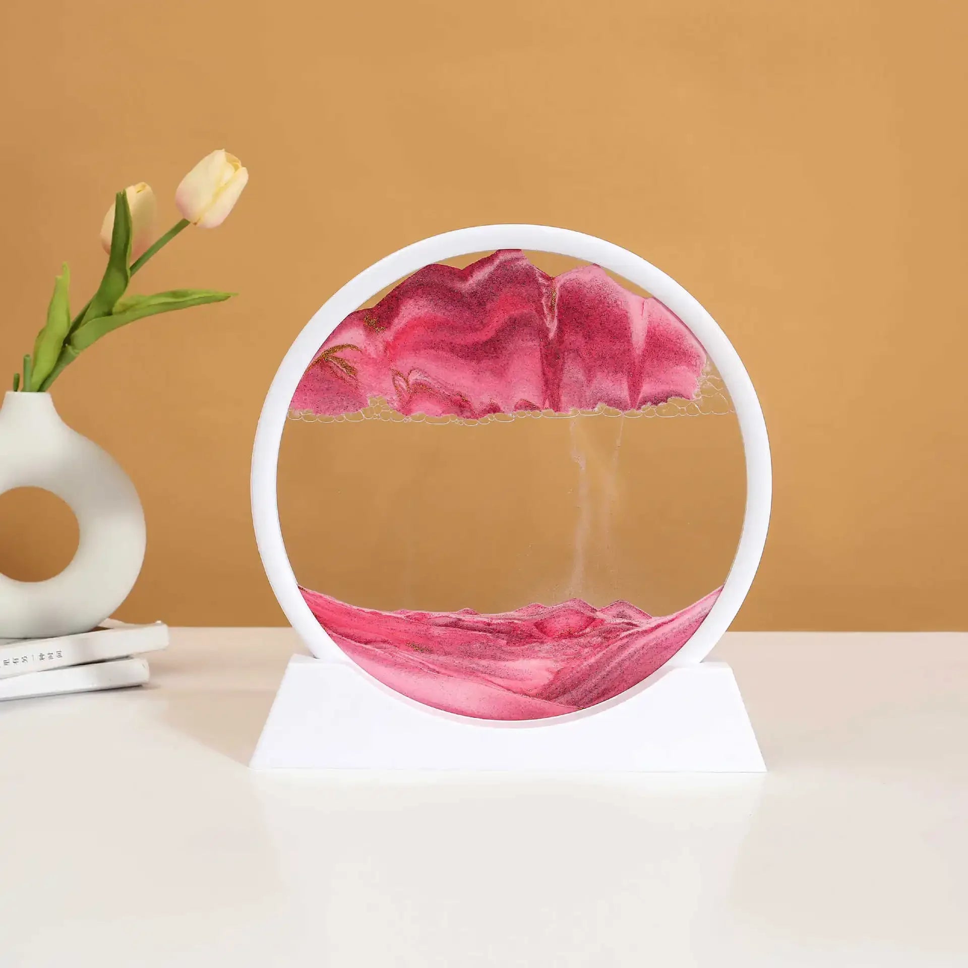 3D Moving Sand Art Round Glass Deep Sea Liquid Hourglass