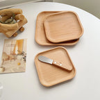Wooden Round Dessert Plate Tray for Coffee and Tea