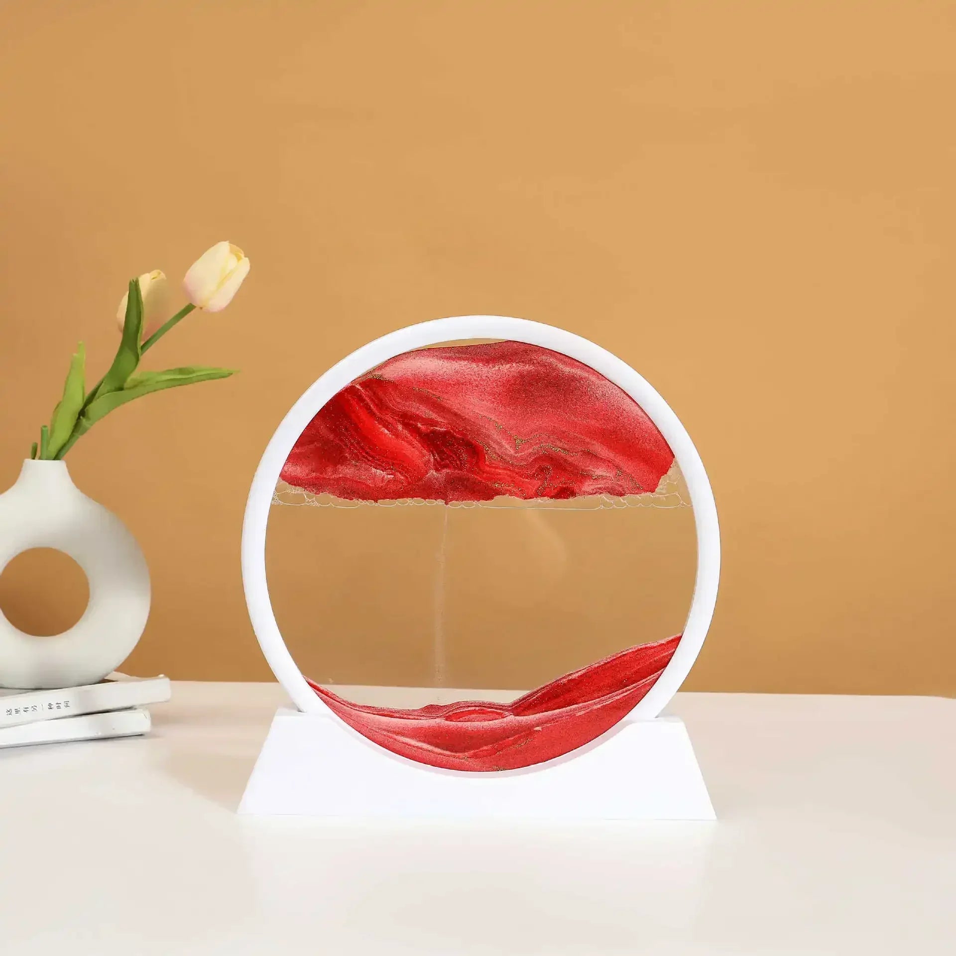 3D Moving Sand Art Round Glass Deep Sea Liquid Hourglass