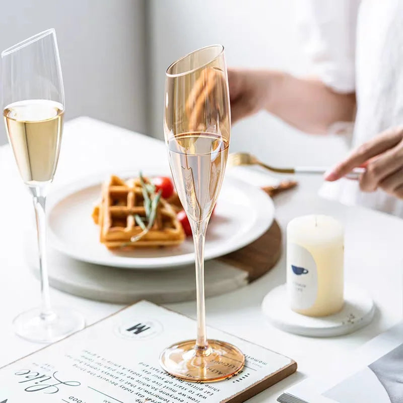 Crystal Champagne Flutes Long Stem Glasses by Lujing