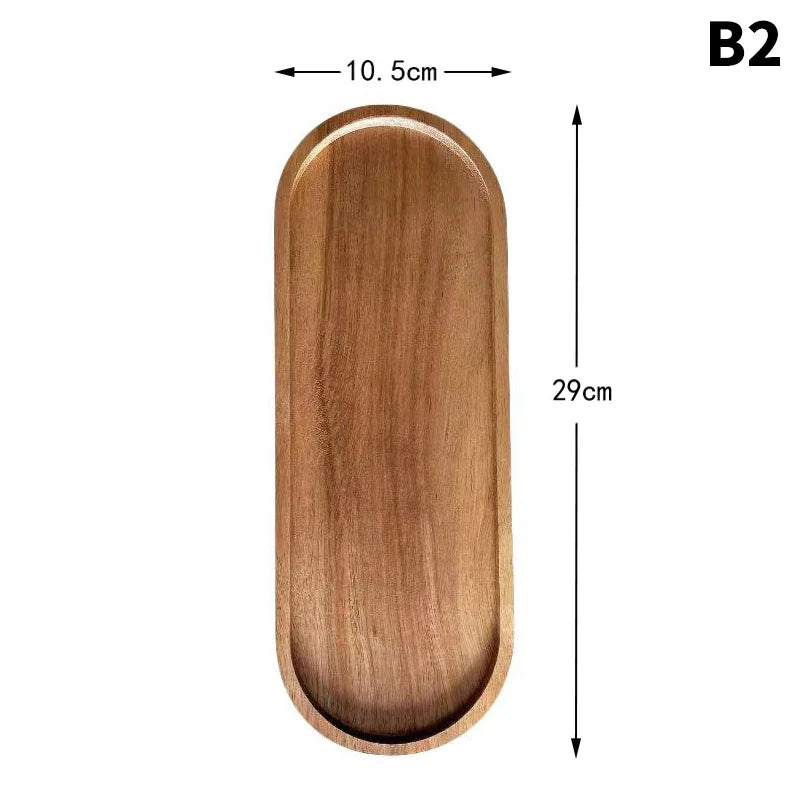 Wooden Snack Tray Round Rectangle Serving Plate