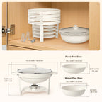 5QT White Round Chafing Dish Set with Glass Lid