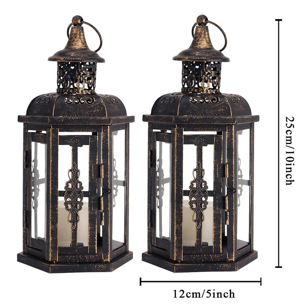 Black Iron Nordic Candle Holder Lanterns for Home Decor
