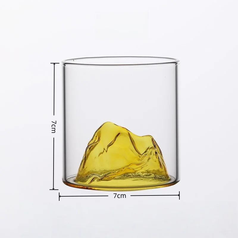 3D Mountain Whiskey Glass with Wooden Gift Box
