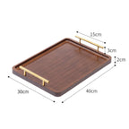 Wooden Serving Tray with Metal Handles for Tea and Snacks