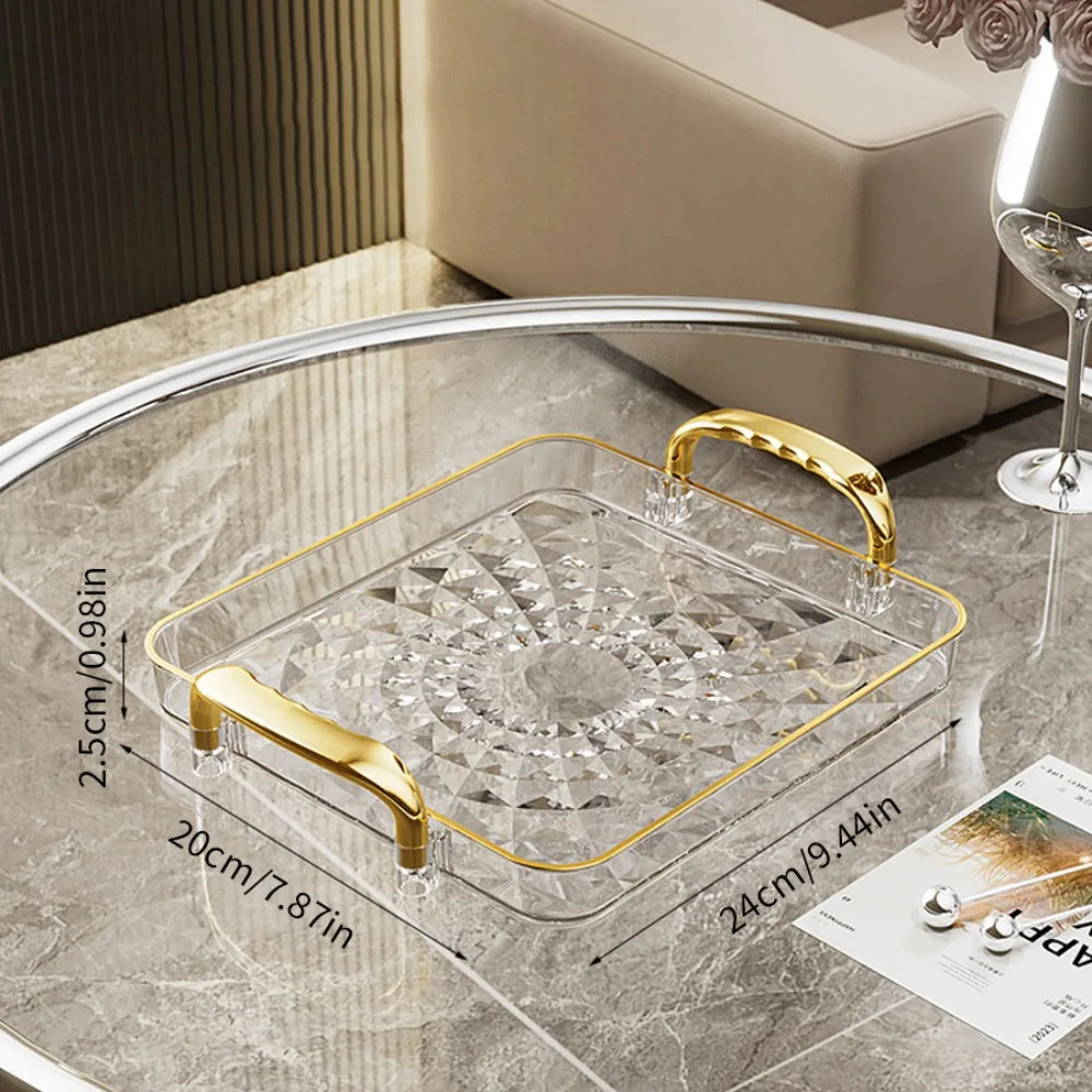 Storage Tray Clear Plastic Double Handle Large Capacity
