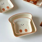 Cute Toast-Shaped Ceramic Plate for Afternoon Tea and Snacks