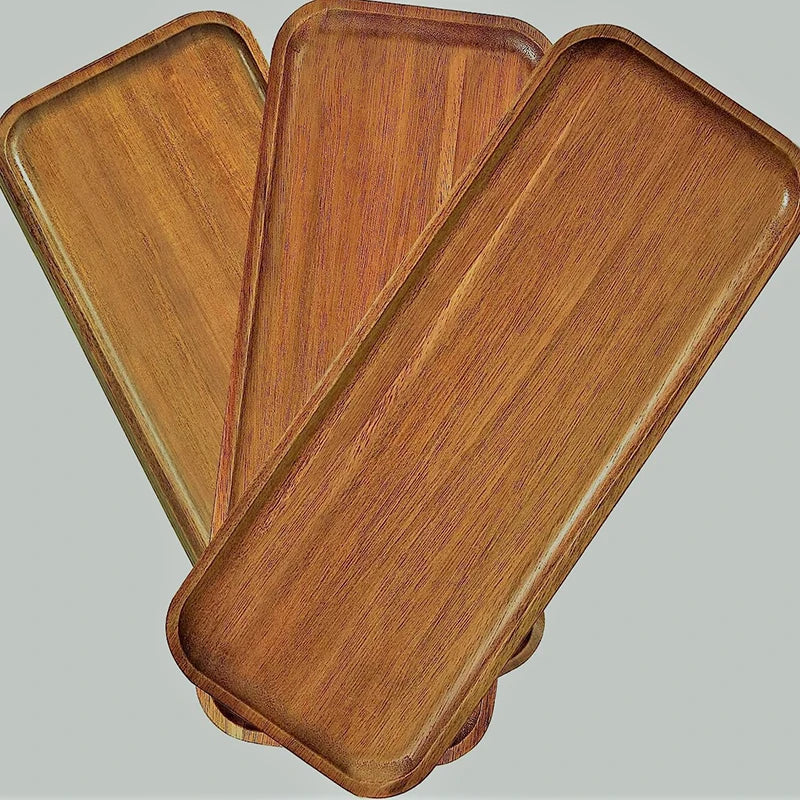Wooden Snack Tray Round Rectangle Serving Plate