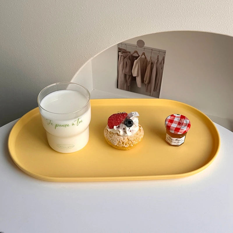 PP Oval Tray Plastic Dessert Utensil Storage Plate