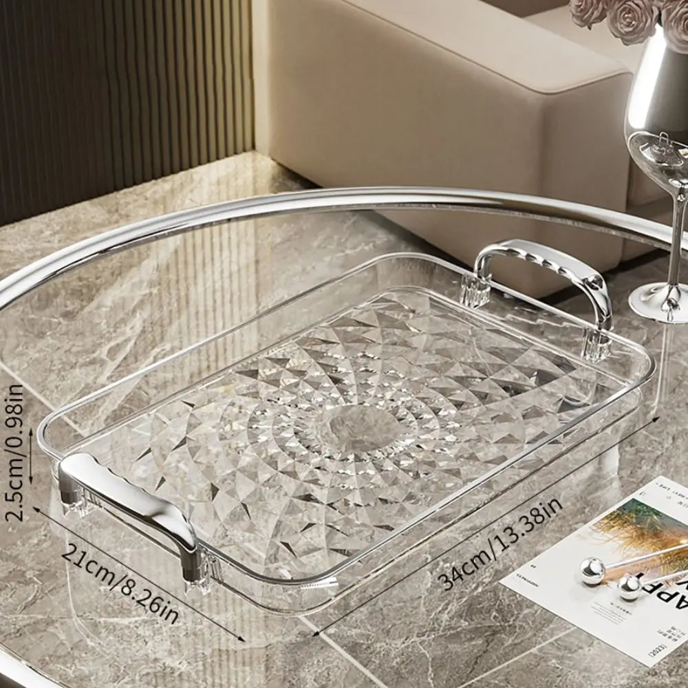 Storage Tray Clear Plastic Double Handle Large Capacity