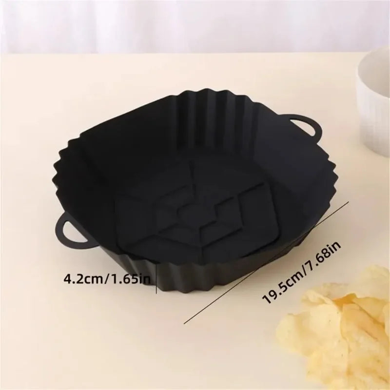 Silicone Air Fryer Pot Tray with Handle, Square Baking Pan