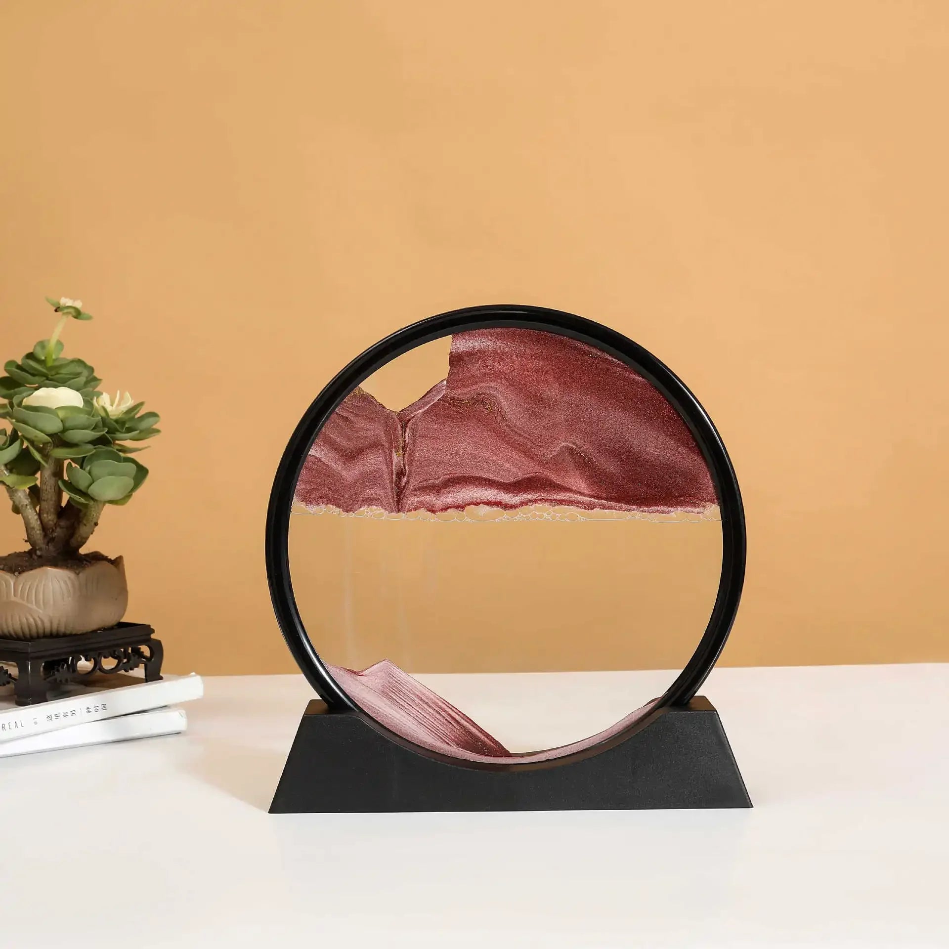 3D Moving Sand Art Round Glass Deep Sea Liquid Hourglass